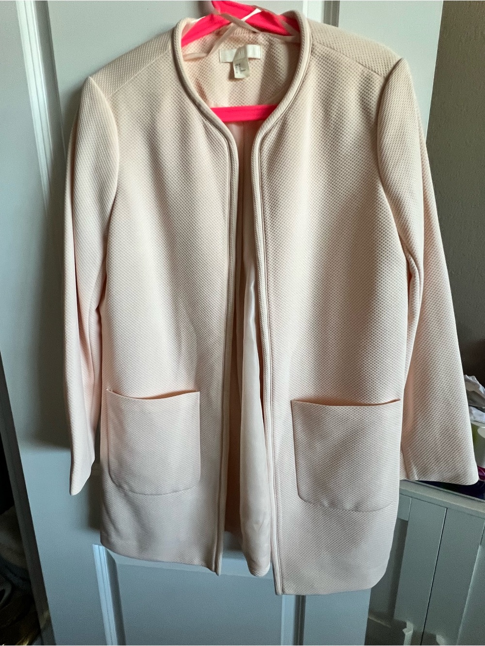 H&M Light Cream Textured Open-Front Blazer